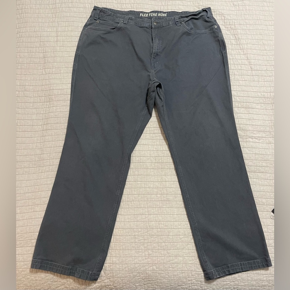 Duluth Trading Men's Canvas Flex Fire Hose Gray Blue Relaxed Fit Pants 44 X 31